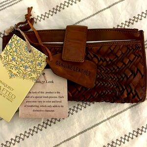 NEW Leather Weaved Brown Wallet